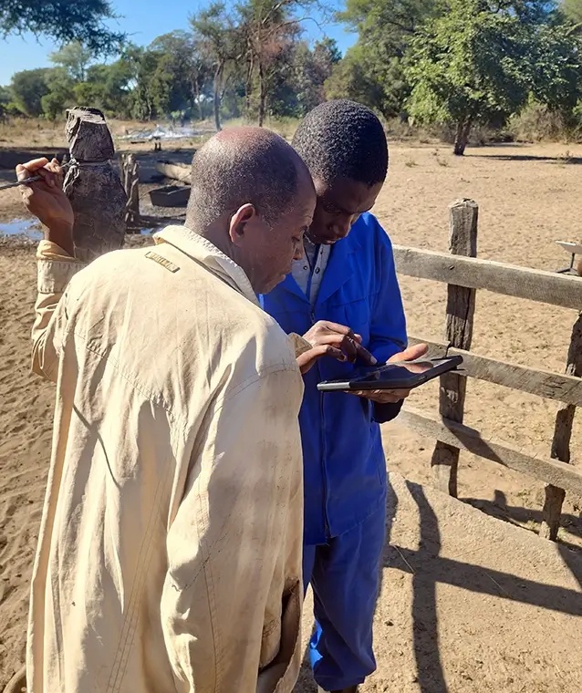 Mafisa_staff_using_technology_in_the_field_T Mafisa staff using technology in the field to facilitate their duties.